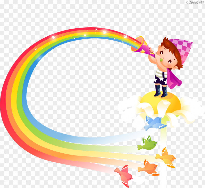Rainbow Child Cartoon Wallpaper PNG