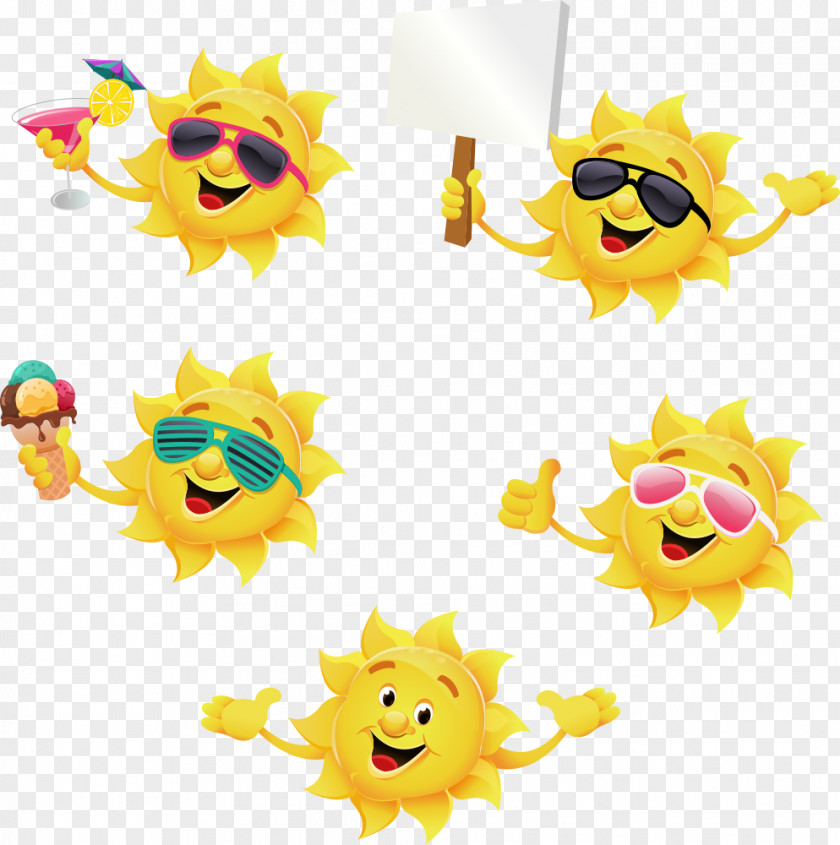 Vector Cartoon Sun Soft Drink Cocktail PNG