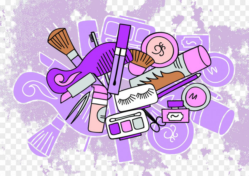 Lovely Makeup Tools Collection Cosmetics Cosmetology Illustration PNG