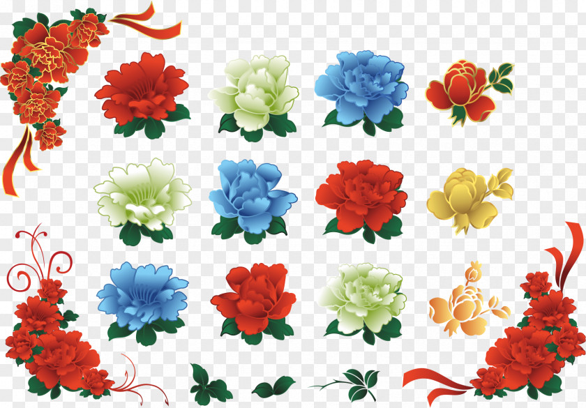 Color Peony Floral Design Moutan PNG