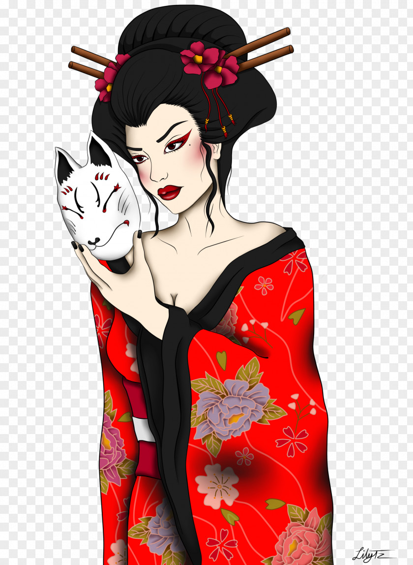 Wear A Mask Geisha Costume Design Illustration Fiction PNG