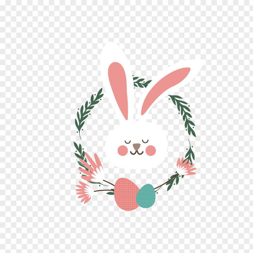 Eyes Closed Cute Rabbits Vote Rabbit Wreath Clip Art PNG