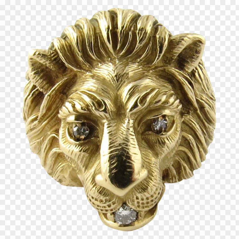 Lion Head Ring Gold Diamond Jewellery PNG