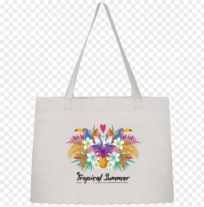 Tropical Summer Tote Bag Cotton Canvas Shopping PNG