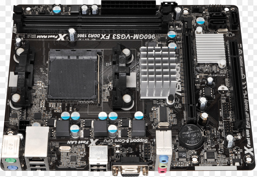 Computer Motherboard ASRock 960GM-VGS3 FX Hardware Socket AM3+ Central Processing Unit PNG