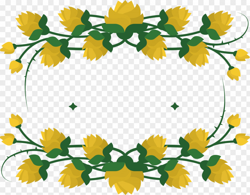 Yellow Chrysanthemum Title Decoration Box Floral Design Clip Art PNG