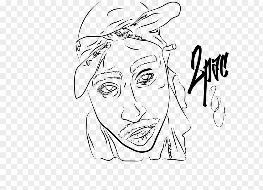 Drawing Murder Of Tupac Shakur Black And White Sketch PNG