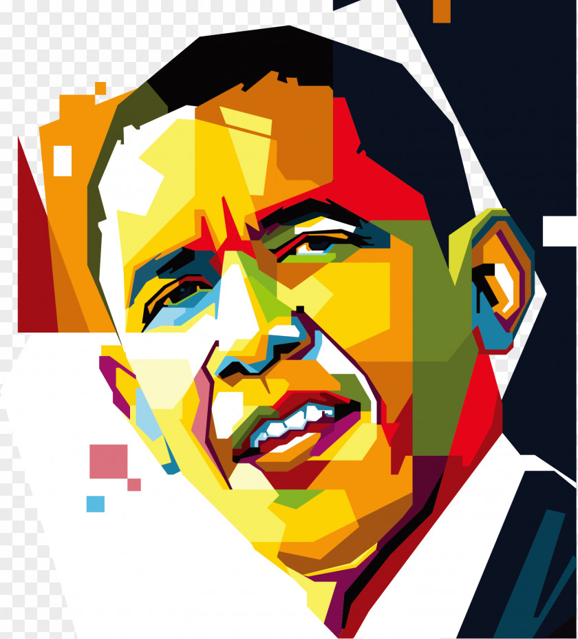President Obama Back Suddenly Smile Vector Color Pixel Videos Barack United States WPAP Portrait PNG