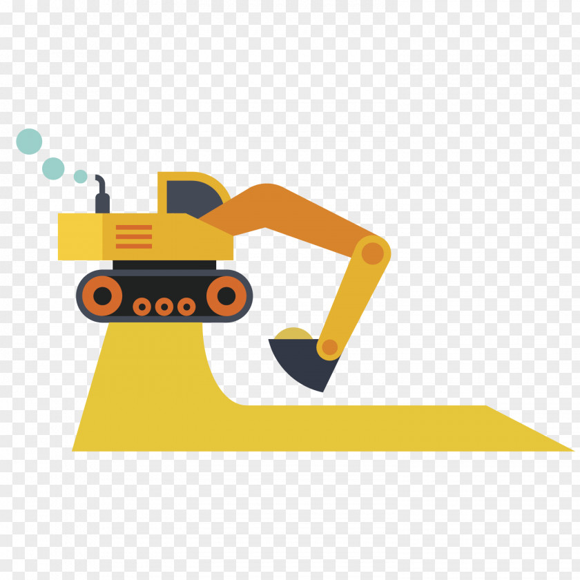 Vector Yellow Excavator Backhoe PNG