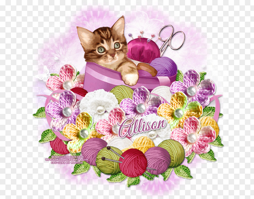 Kitten Cat Whiskers Tea Floral Design PNG