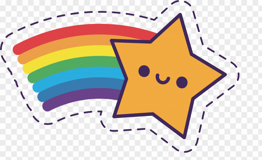Cartoon Five Pointed Star Rainbow PNG