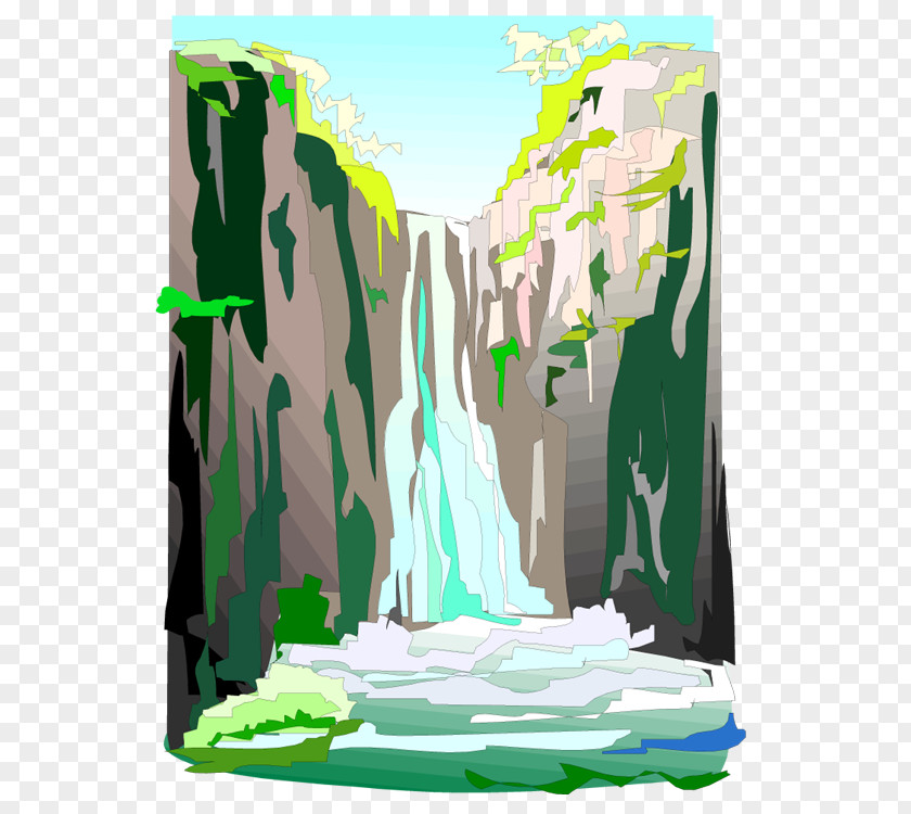 Water Falls Green Animated Cartoon Font PNG