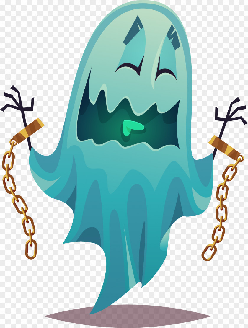 Blue Ghost Decoration Pattern Cartoon Illustration PNG