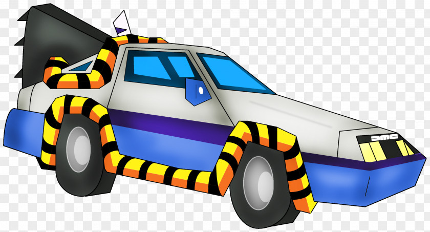 Cartoon Car Marty McFly Dr. Emmett Brown DeLorean Time Machine PNG