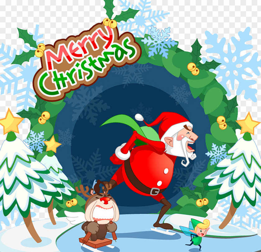 Santa Claus Cartoon Illustration Christmas Tree PNG