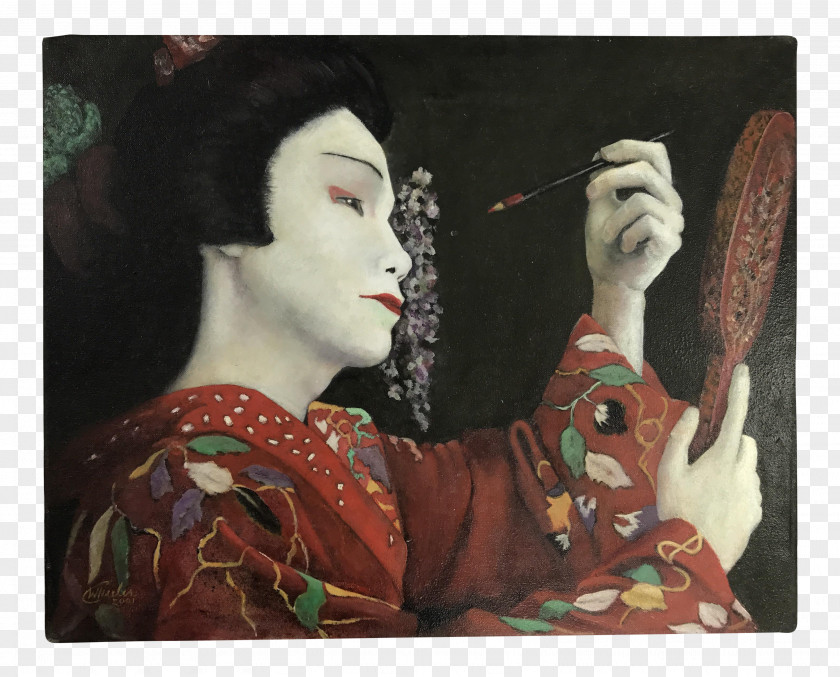 Watercolor MAKE UP Modern Art Geisha Portrait Architecture PNG
