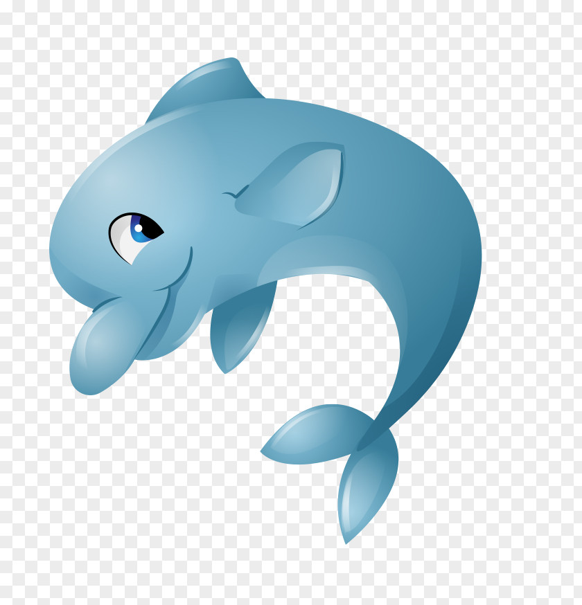Hand-painted Cartoon Cute Blue Dolphin PNG