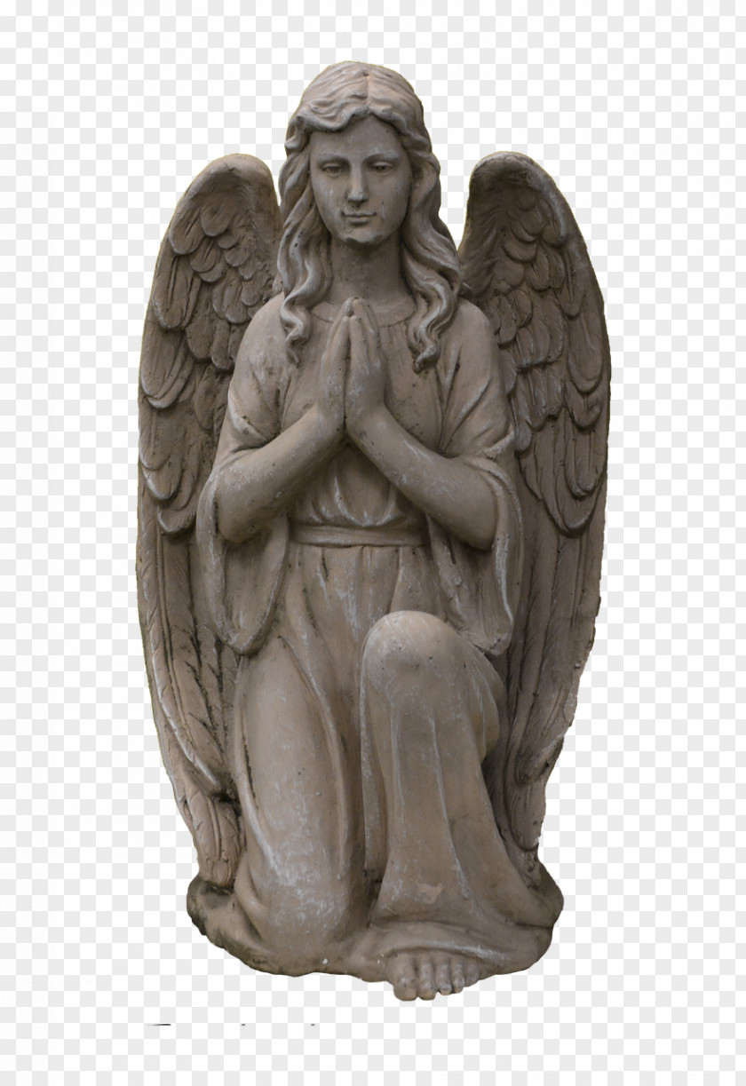 Grave Angel Statue Classical Sculpture Stone Carving PNG