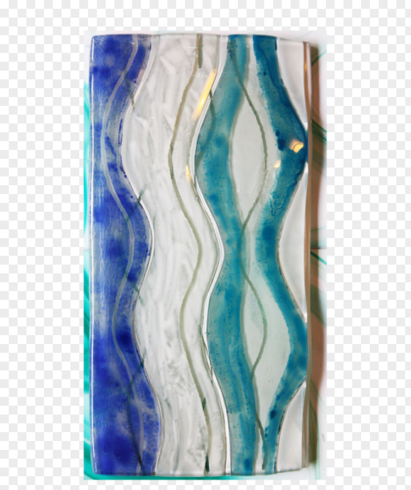 Hand Painted IVONA Cobalt Blue Fused Glass Turquoise PNG