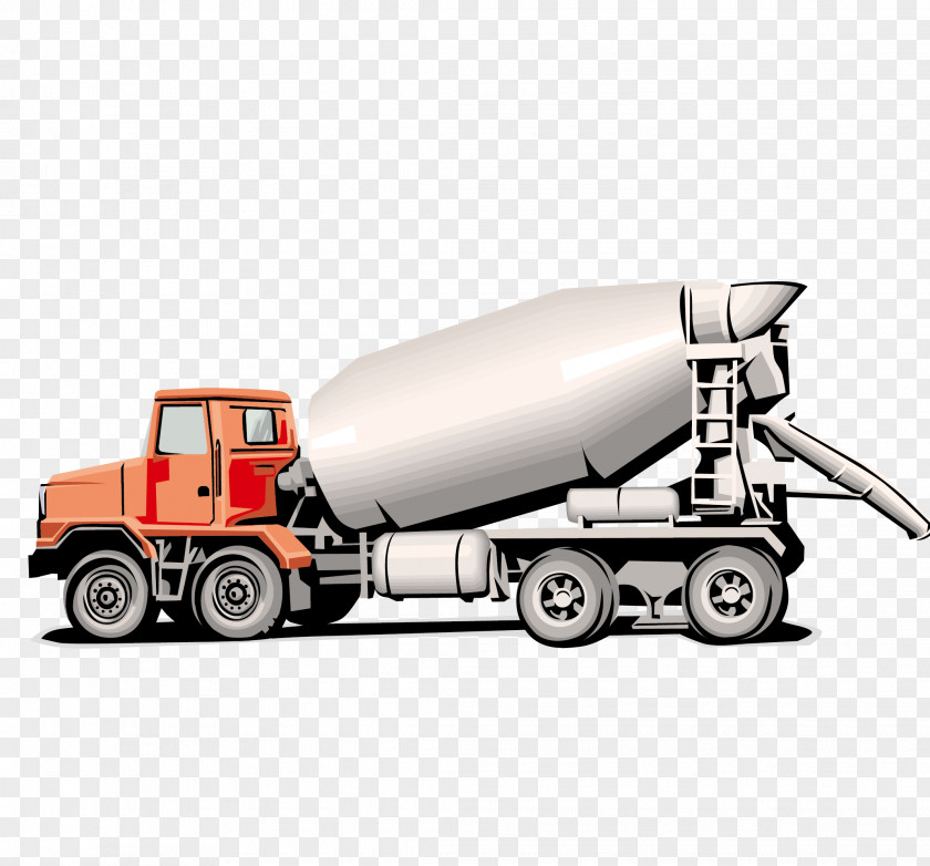 Vector Realistic Mix Of Sand Machine Concrete Mixer Ready-mix Truck Heavy Equipment PNG