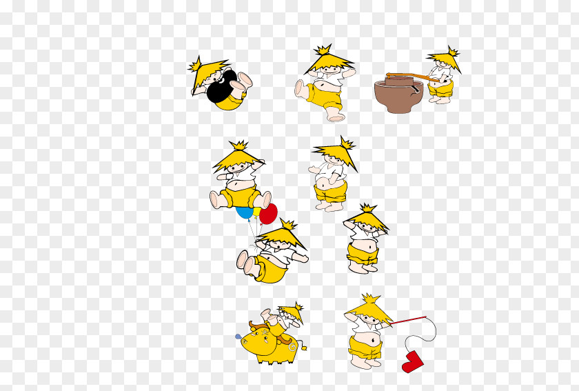 Small Yellow Man Wearing A Straw Hat PNG