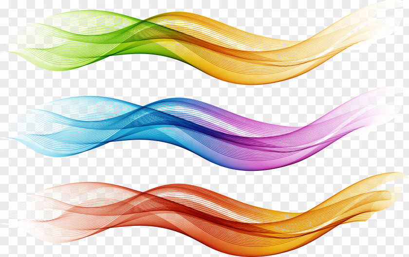 Three Color Waves Elegant Dividing Line PNG