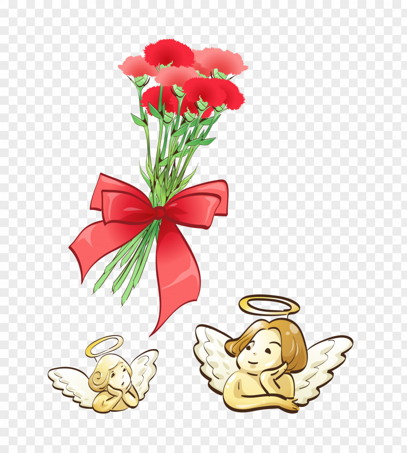 Angel And Carnation Euclidean Vector PNG