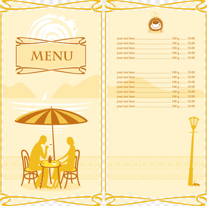 Elegant Menu Design Material Cafe Cartoon Silhouette PNG