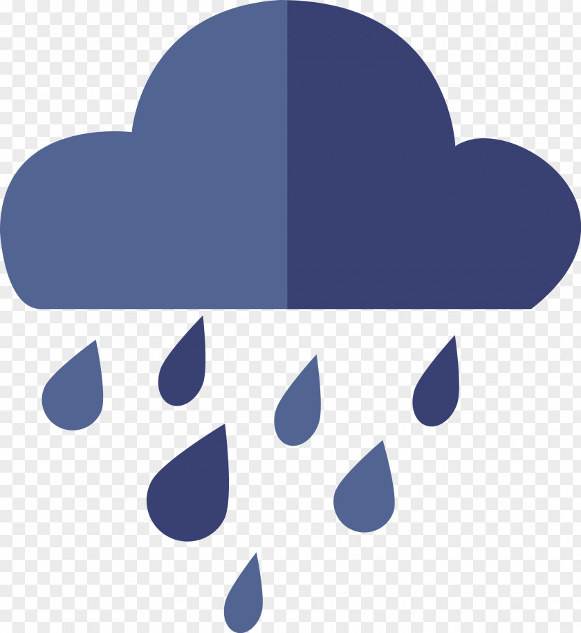 Flat Blue Rain Icon Cloud PNG