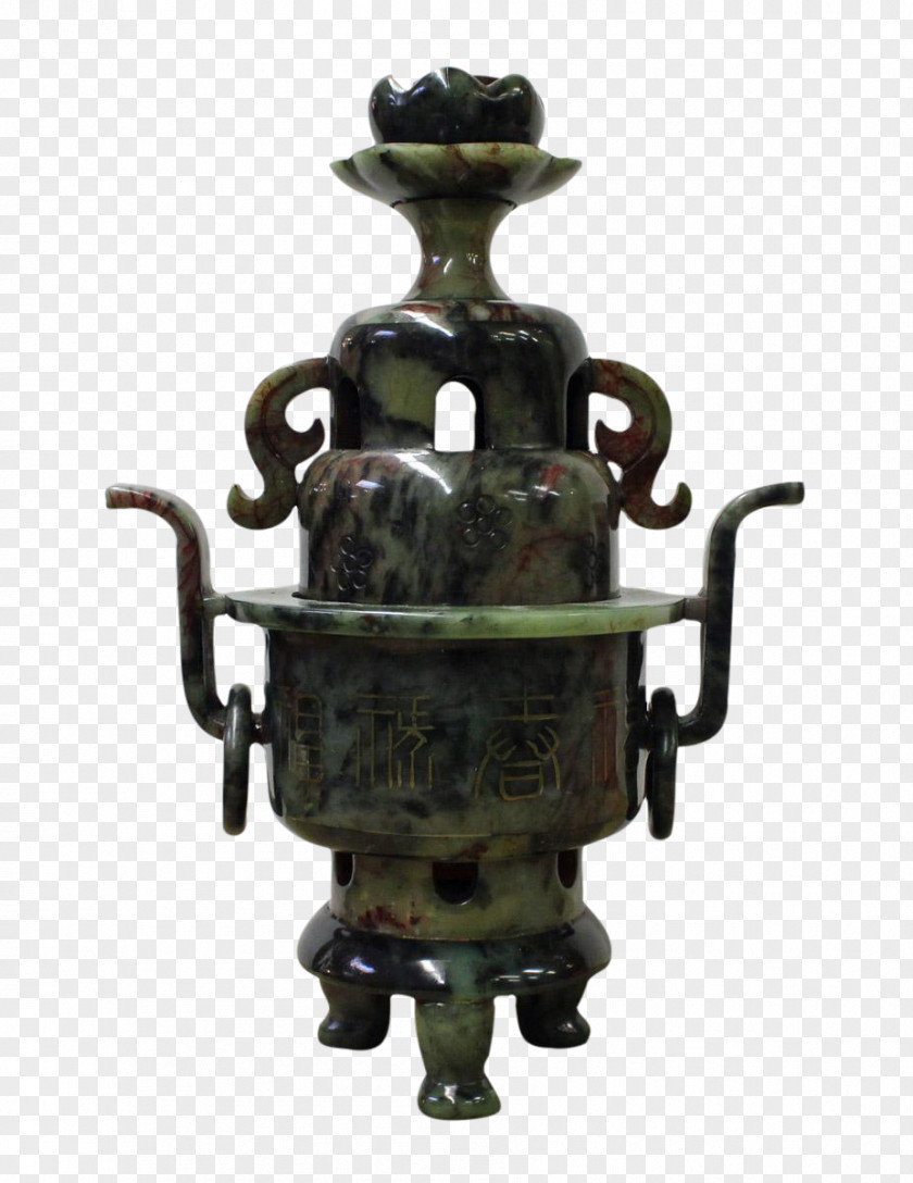 Celadon Censer Incense Burner: Pot Metal Antique PNG