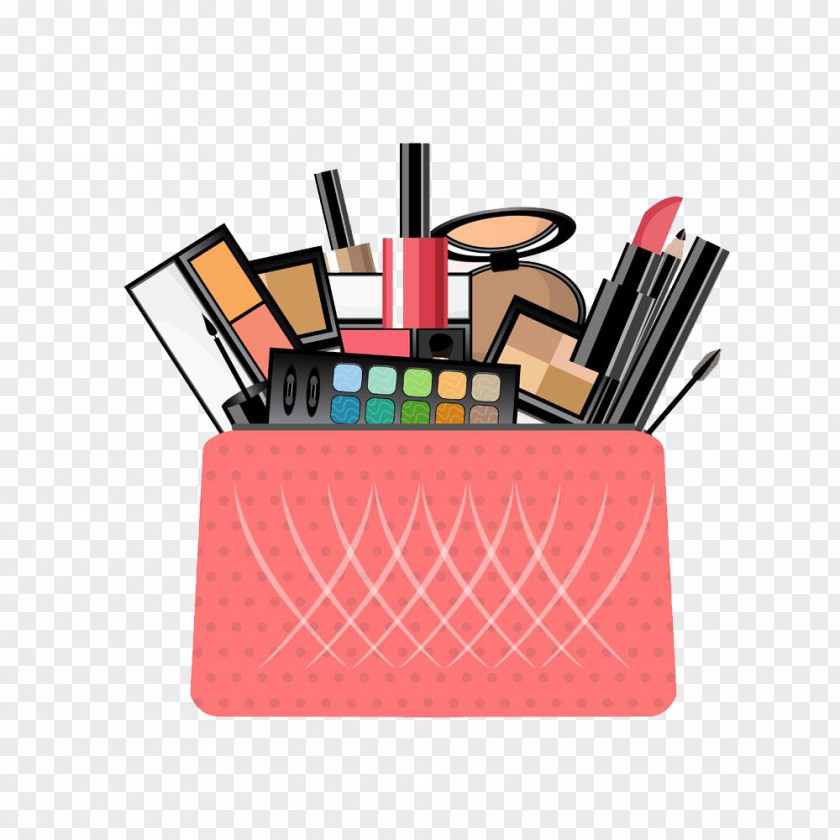 Lady Makeup Bag Cosmetics Handbag Make-up Flat Design PNG