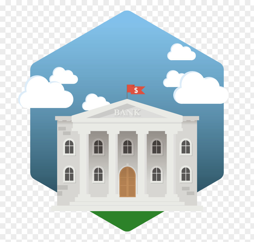 Vector Bank Building Illustration PNG