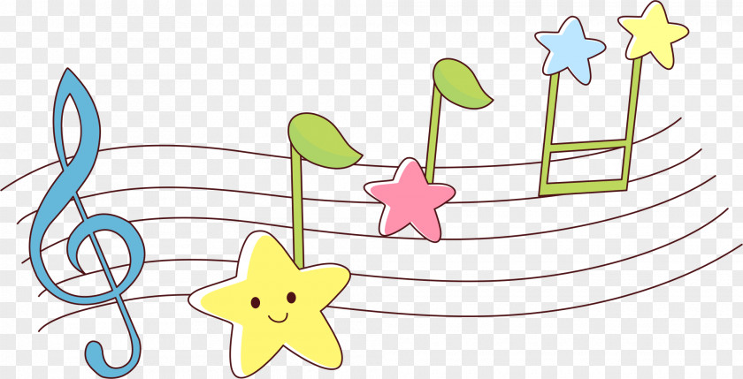 Cartoon Star Notes Musical Note Illustration PNG
