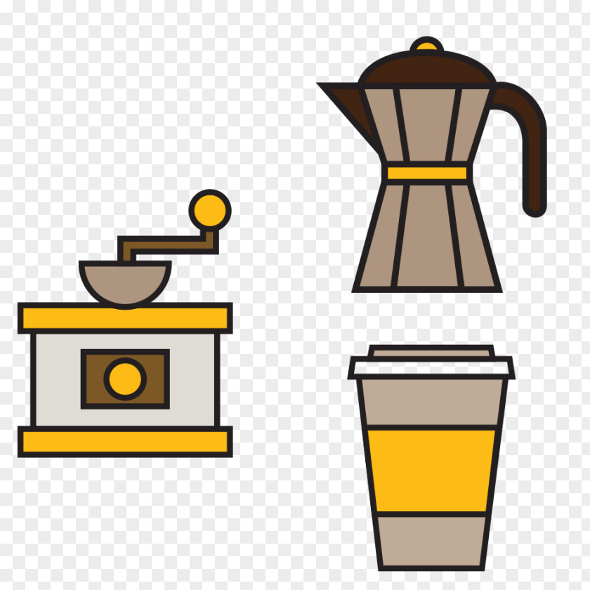 Creative Cartoon Coffee Coffeemaker Latte Icon PNG