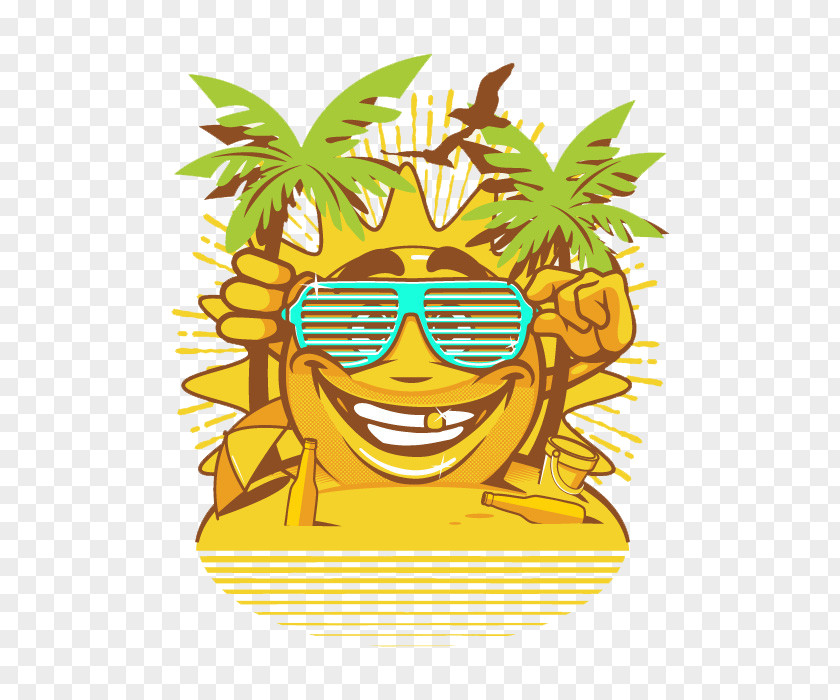 Desert Sun Cartoon Illustration PNG