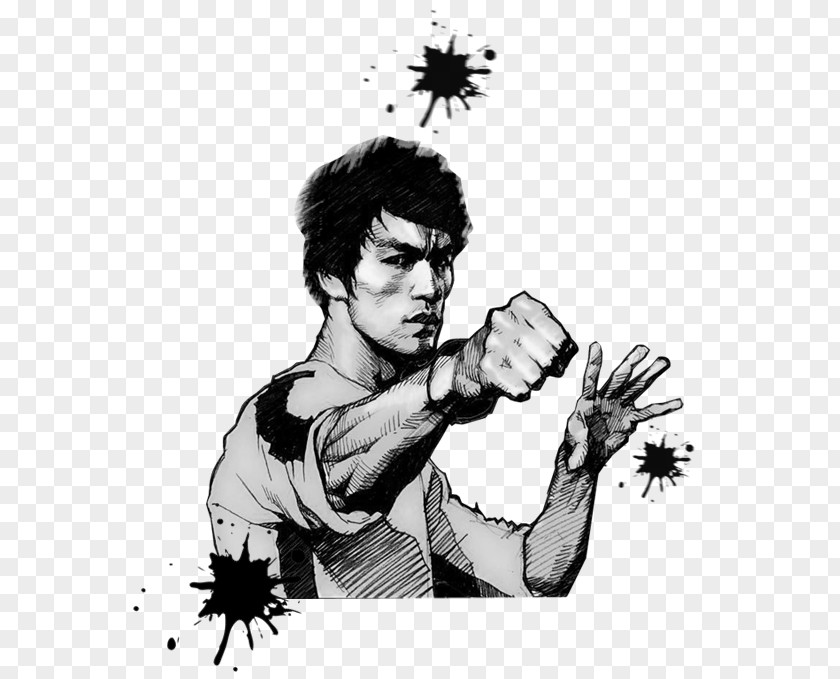 Hand-painted Bruce Lee Statue Of Dragon: The Story Cartoon PNG