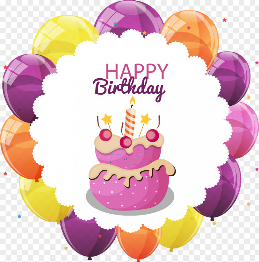 Vector Cake And Balloons Birthday Cupcake PNG