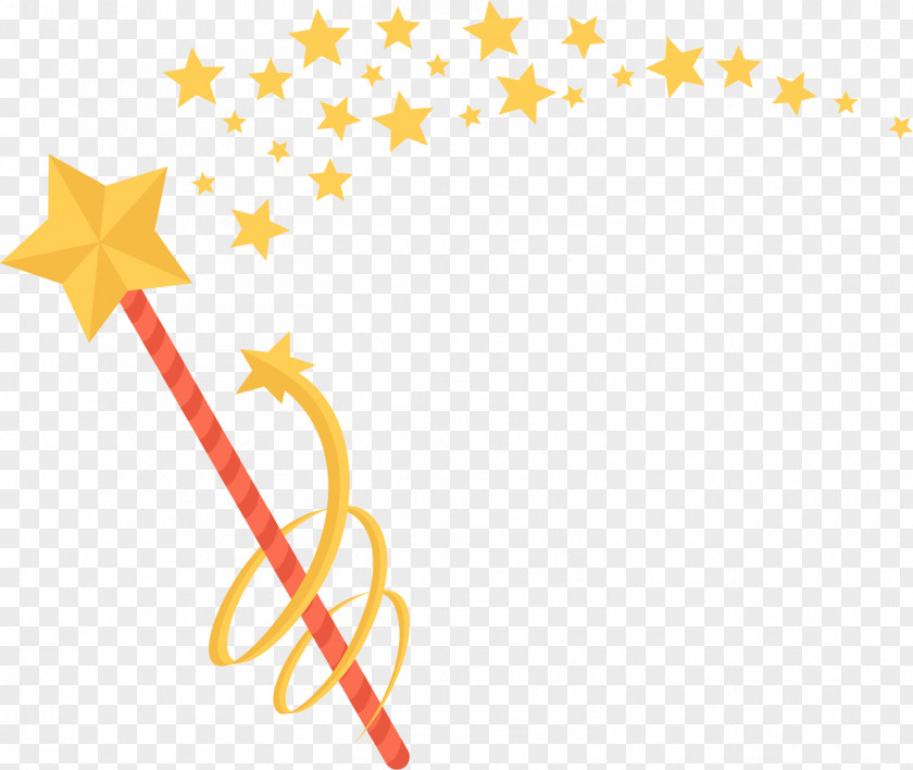 Hand Painted Yellow Star Magic Wand PNG