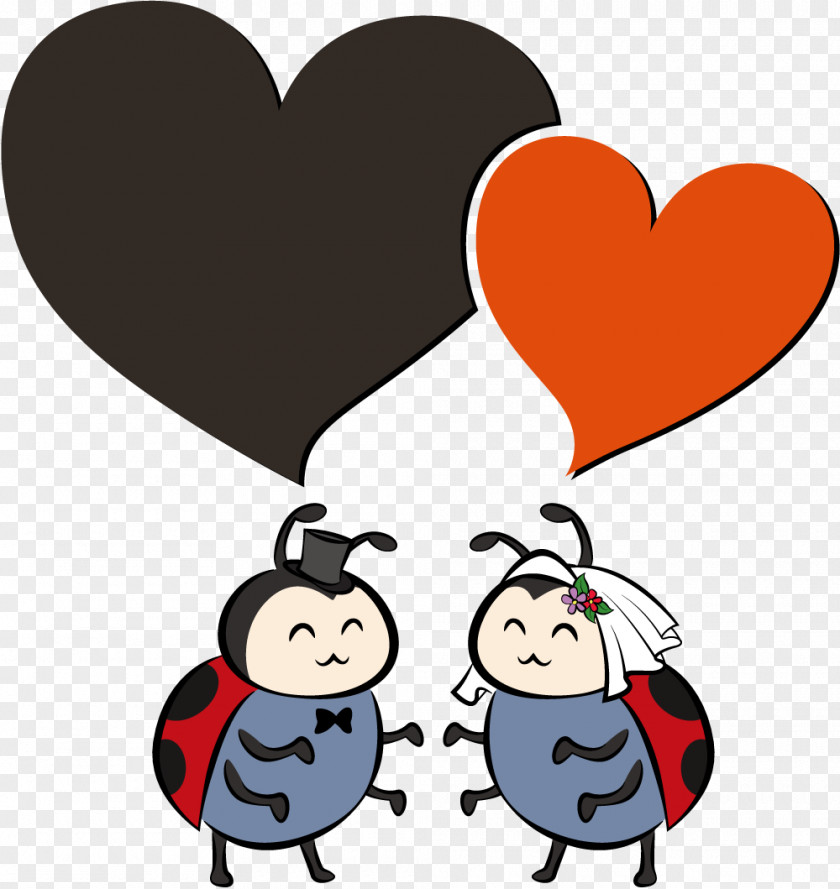 Ladybug Wedding Greeting Card Vector Elements Marriage Clip Art PNG