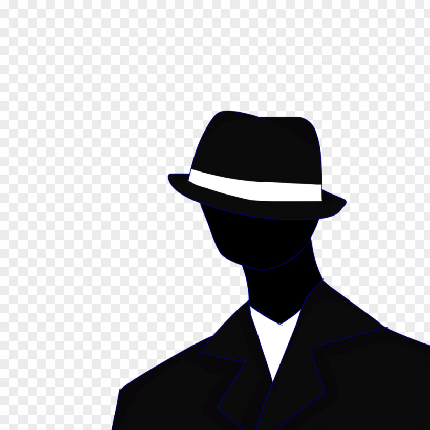 Mystery Man Fedora Silhouette Black White Clip Art PNG