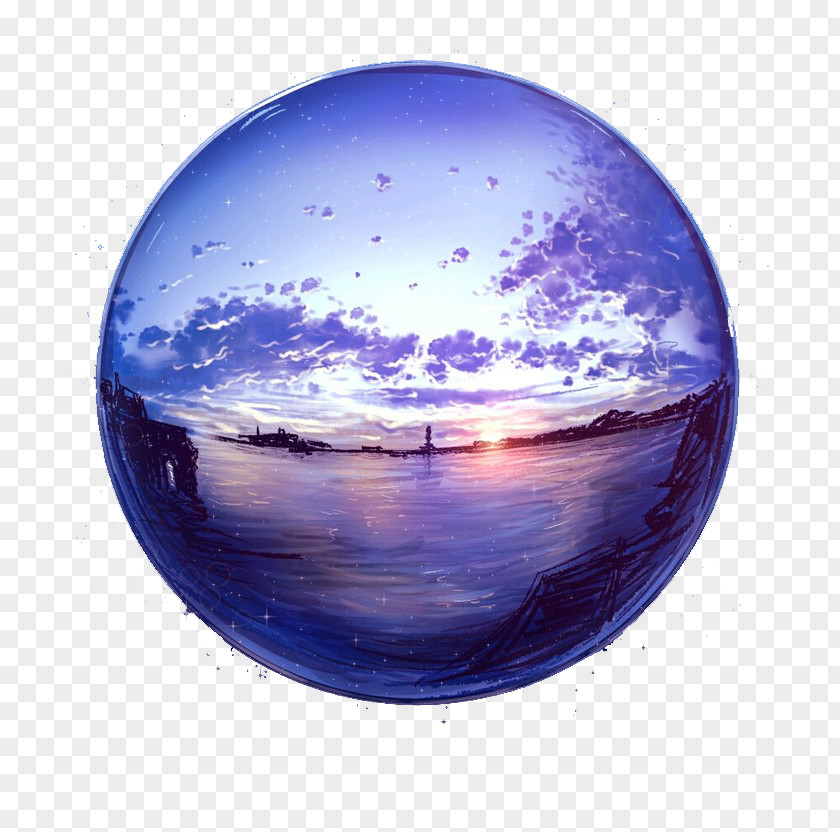 Round Purple Seaside Reflection Japan Pixiv Concept Art Illustration PNG