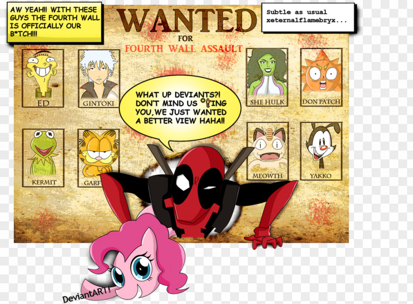 Yellow Flame Deadpool Pinkie Pie Fourth Wall Comics Art PNG