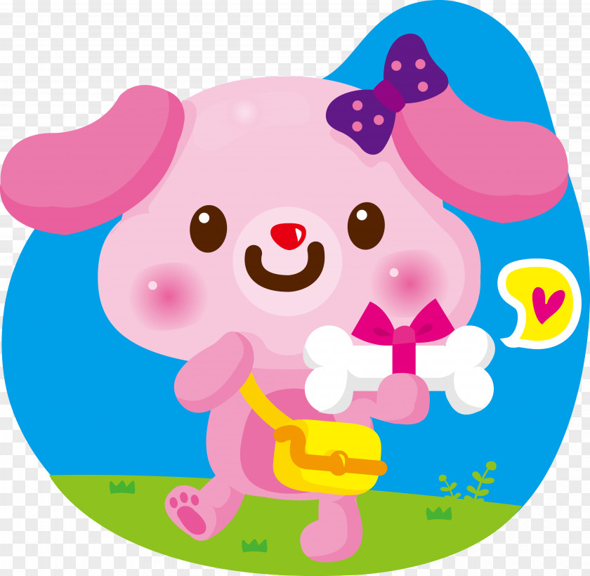 Cartoon Pink Puppy Balloon Dog Clip Art PNG