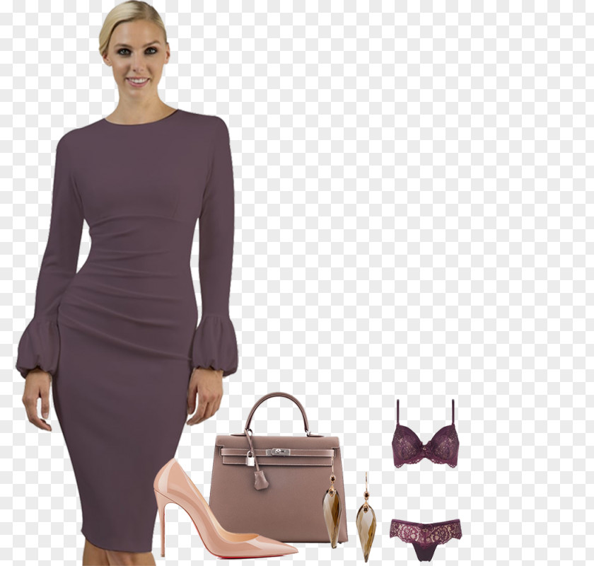 Purple Dress Mauve Handbag Runway PNG