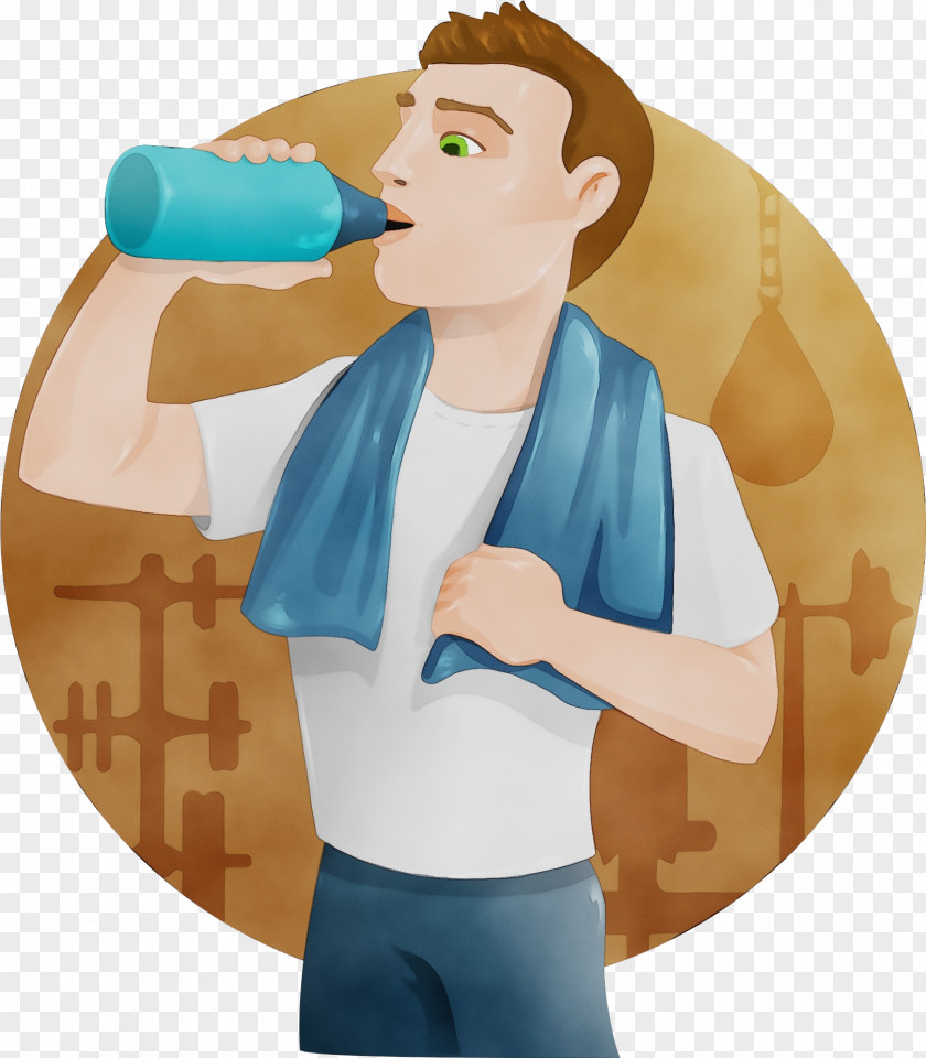 Drinking Animation Watercolor Drawing PNG