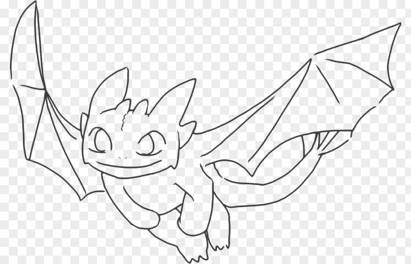 Toothless Line Art Drawing Cartoon Sketch PNG