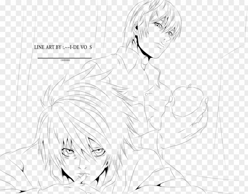Death Note Line Art Drawing White Cartoon Sketch PNG
