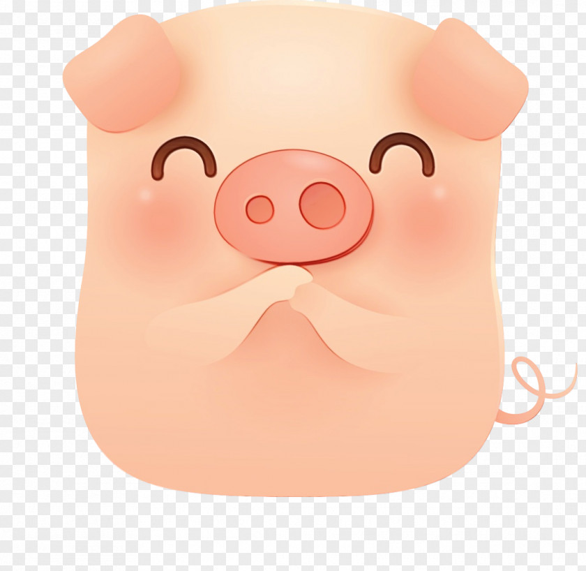 Pink Nose Cartoon Suidae Head PNG