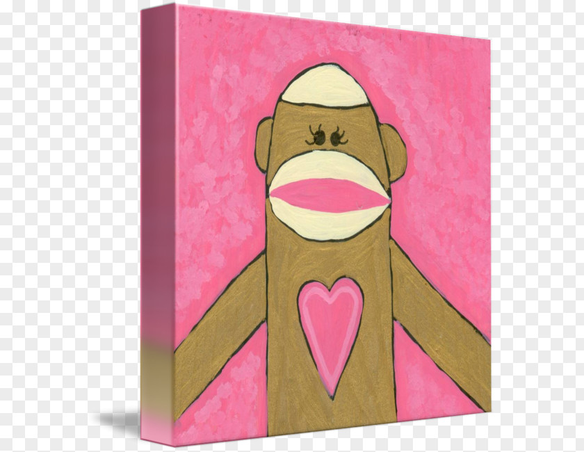 Sock Monkey Animal Pink M PNG