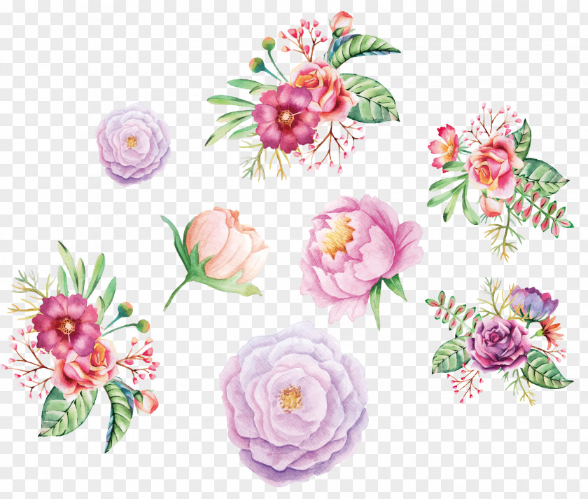 Watercolor Hand Painted Flower Decoration Painting Floral Design PNG